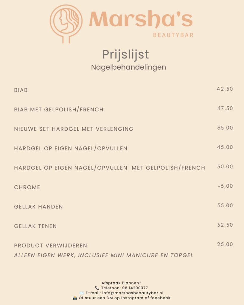 neutral minimalist modern beauty salon price list instagram post